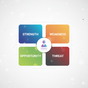 Self-Marketing SWOT Infographic - GenZNature A contemporary SWOT analysis diagram for self-marketing and personal branding. gives search engines and visually impaired users a succinct description.