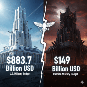 US defense budget of 3.7 Billion compared to Russia's military spending of $149 Billion, highlighting the significant financial gap in 2024.