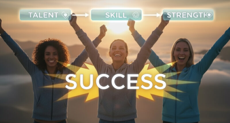 Diagram illustrating the progression from Talent to Skill to Strength, culminating in a burst of Success.