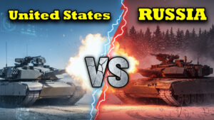 Highly trained US Army soldier next to a Russian soldier at a military parade, symbolizing the difference "