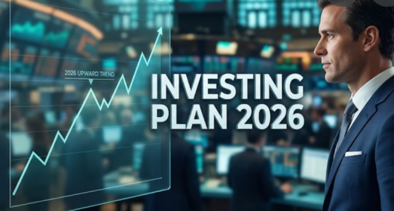 Financial analyst reviewing a personal investing plan 2026 chart showing stock market trends and AI growth.