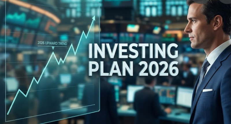 Financial analyst reviewing a personal investing plan 2026 chart showing stock market trends and AI growth.